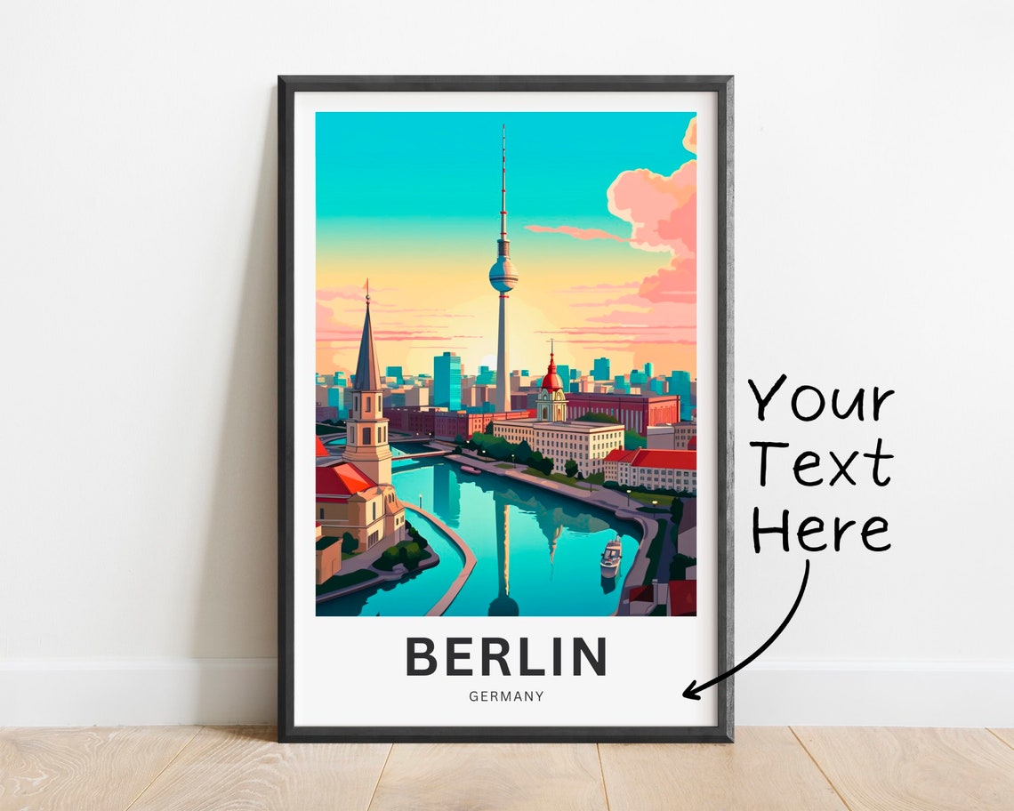 Personalized Berlin TV Tower River Sunset Germany Travel Poster