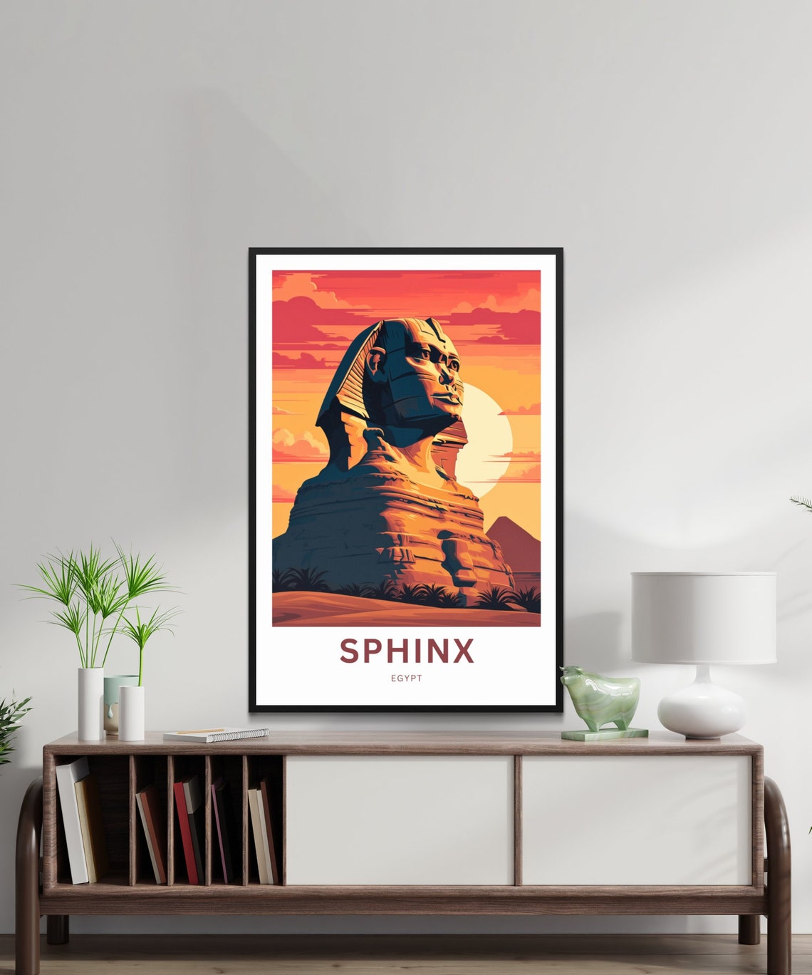 Personalized Sphinx Travel Print Sphinx Poster Egypt Wall Art Framed Present Gift Egypt Present Decor Custom Text - Image 3