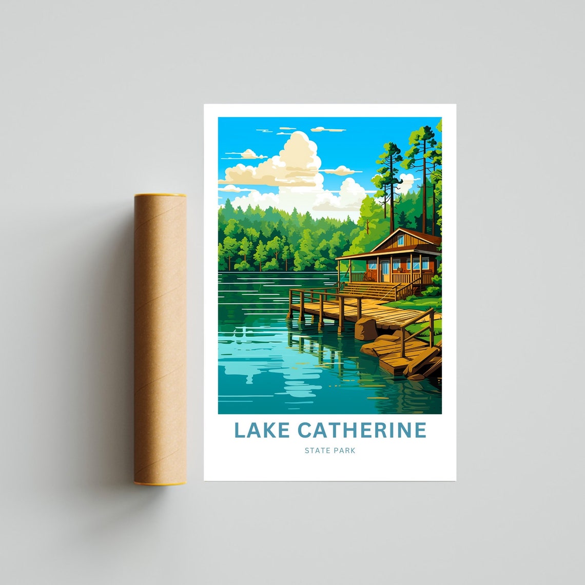 Personalized Lake Catherine State Park Lakeside Cabin Travel Poster - Image 4