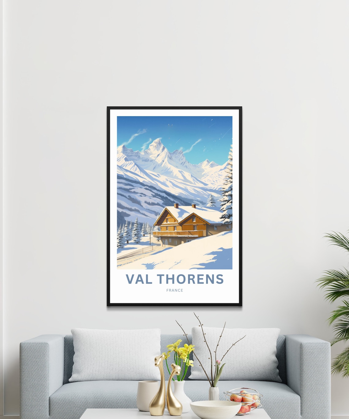 Val Thorens France Snowy Chalet Alpine Mountains Scenic Poster - Image 3