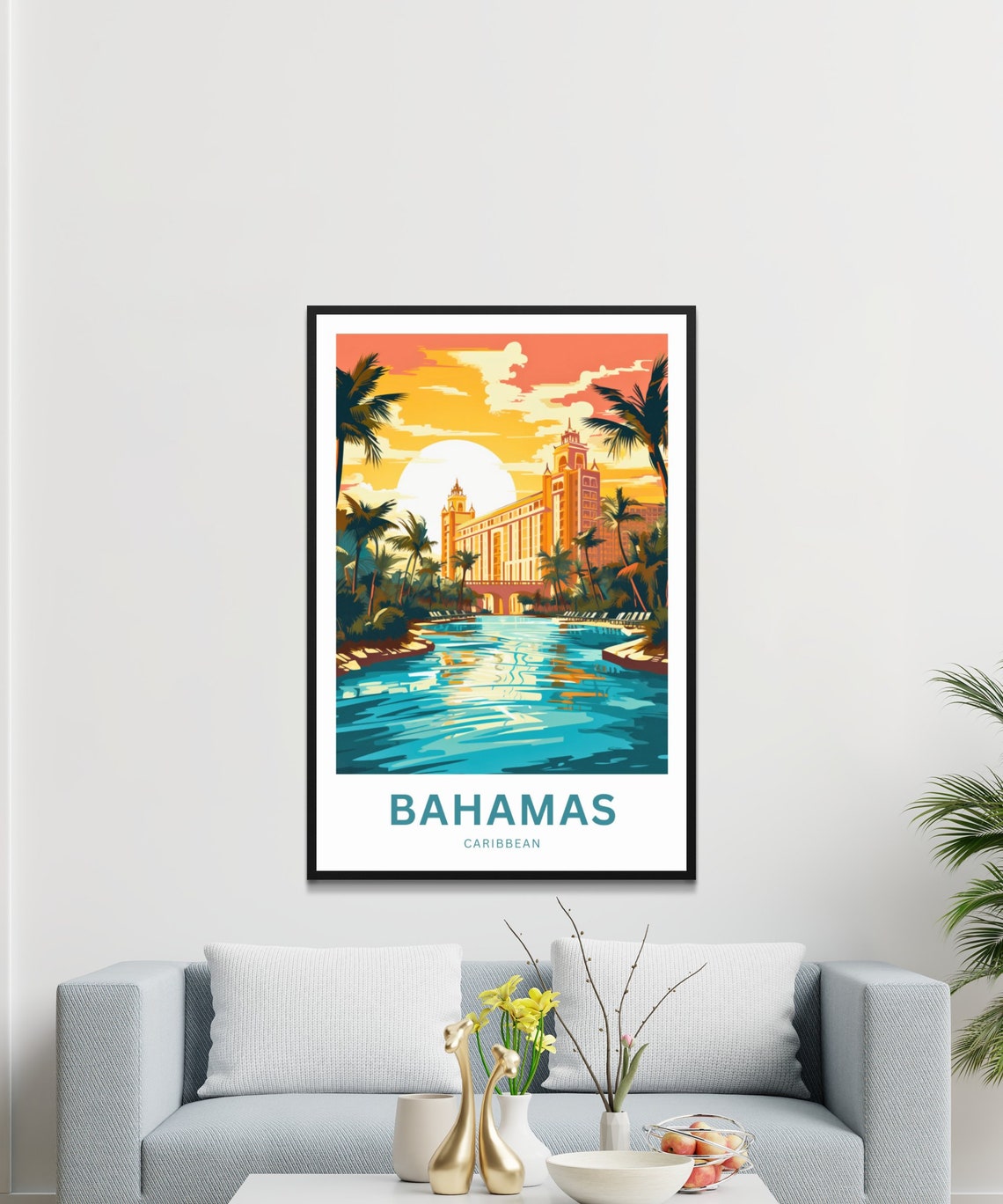 Personalized Bahamas Caribbean Custom Text Resort Lagoon Sunset Poster - Image 3