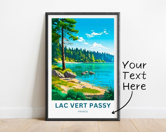 Personalized Lac Vert Passy France Travel Poster Lake Custom Gift