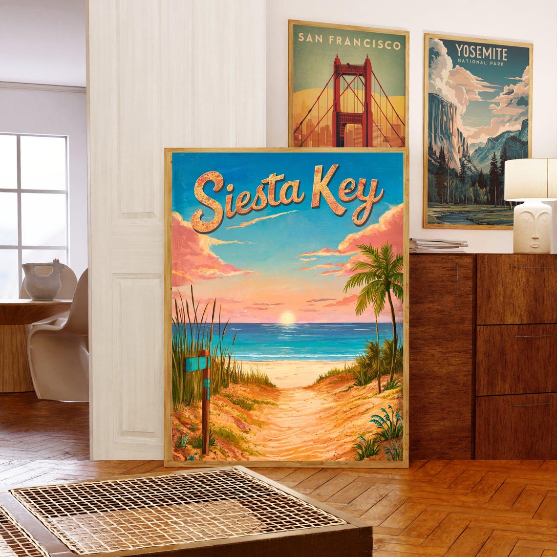 Siesta Key Florida Vintage Sunset Beach Dune Path Travel Poster - Image 5