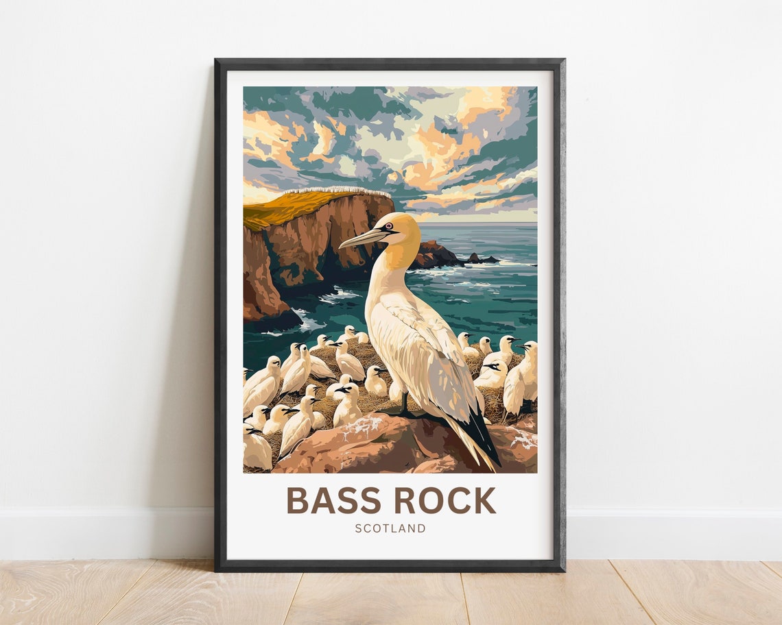 Bass Rock Scotland Gannet Seabird Colony Custom Travel Poster - Image 2