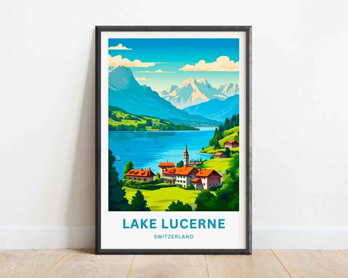 Lake Lucerne Travel Poster, Switzerland Wall Art