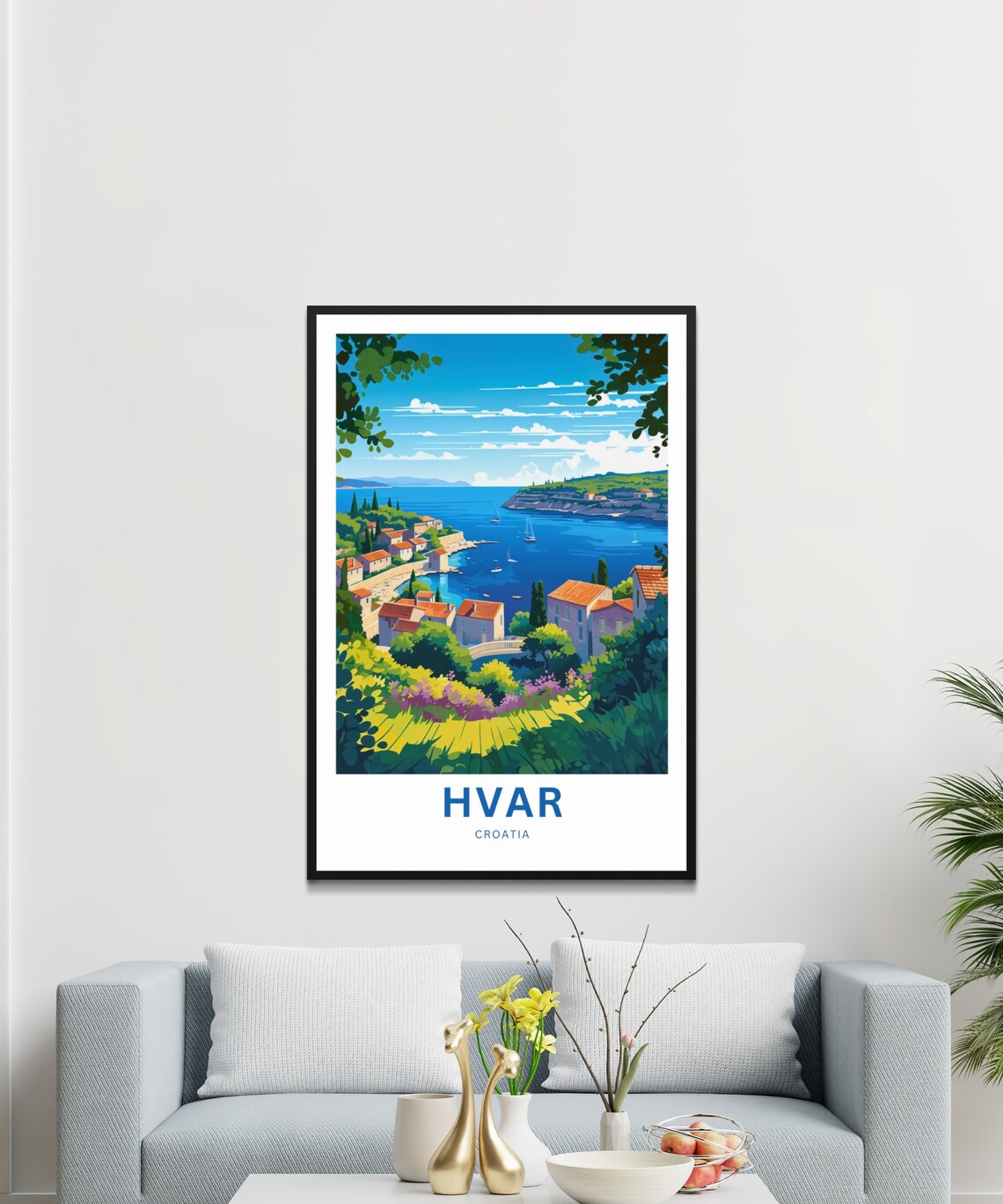 Hvar Croatia Coastal Bay Village Overlook Scenic Travel Poster - Image 3