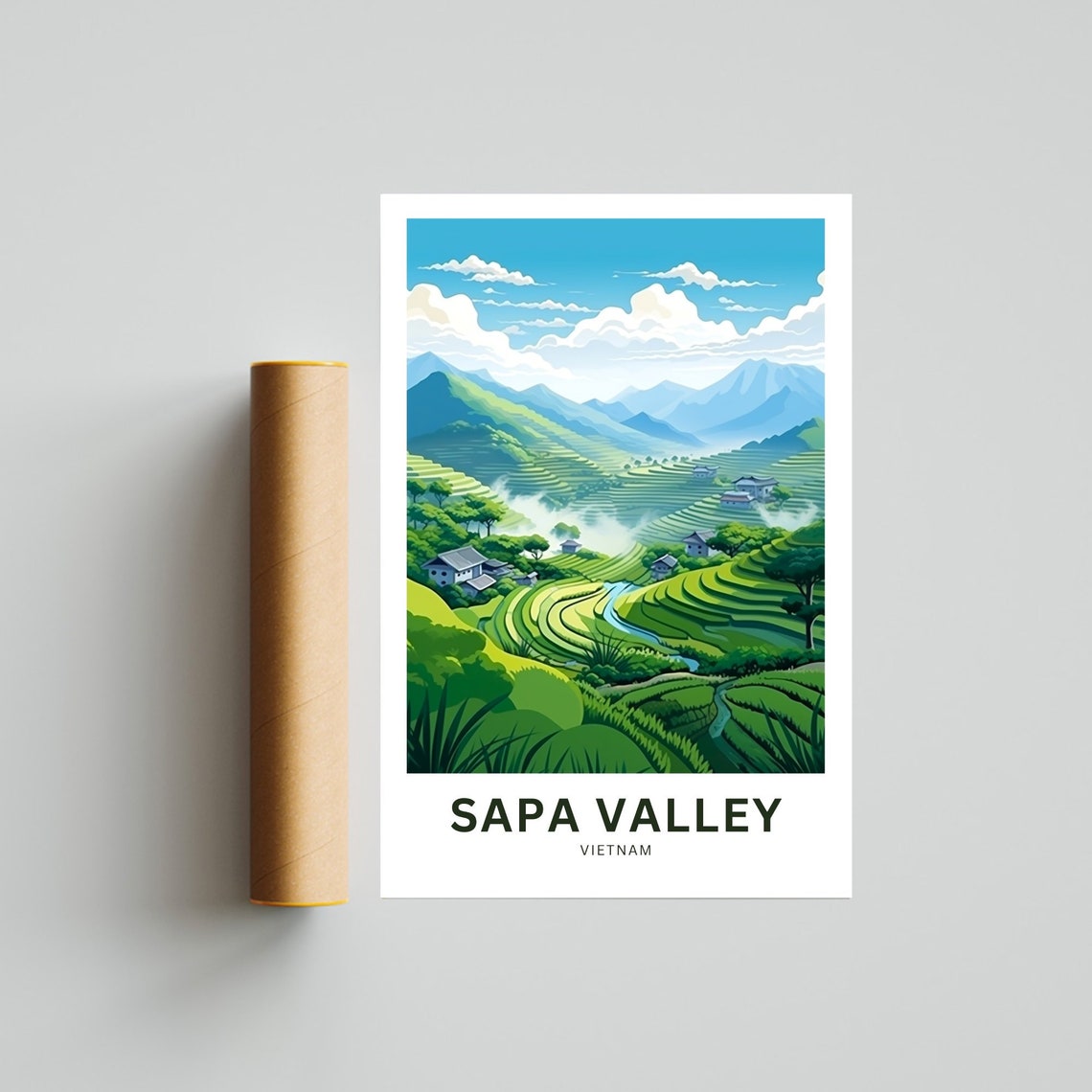 Sapa Valley Vietnam Terraced Rice Fields Misty Travel Poster - Image 4
