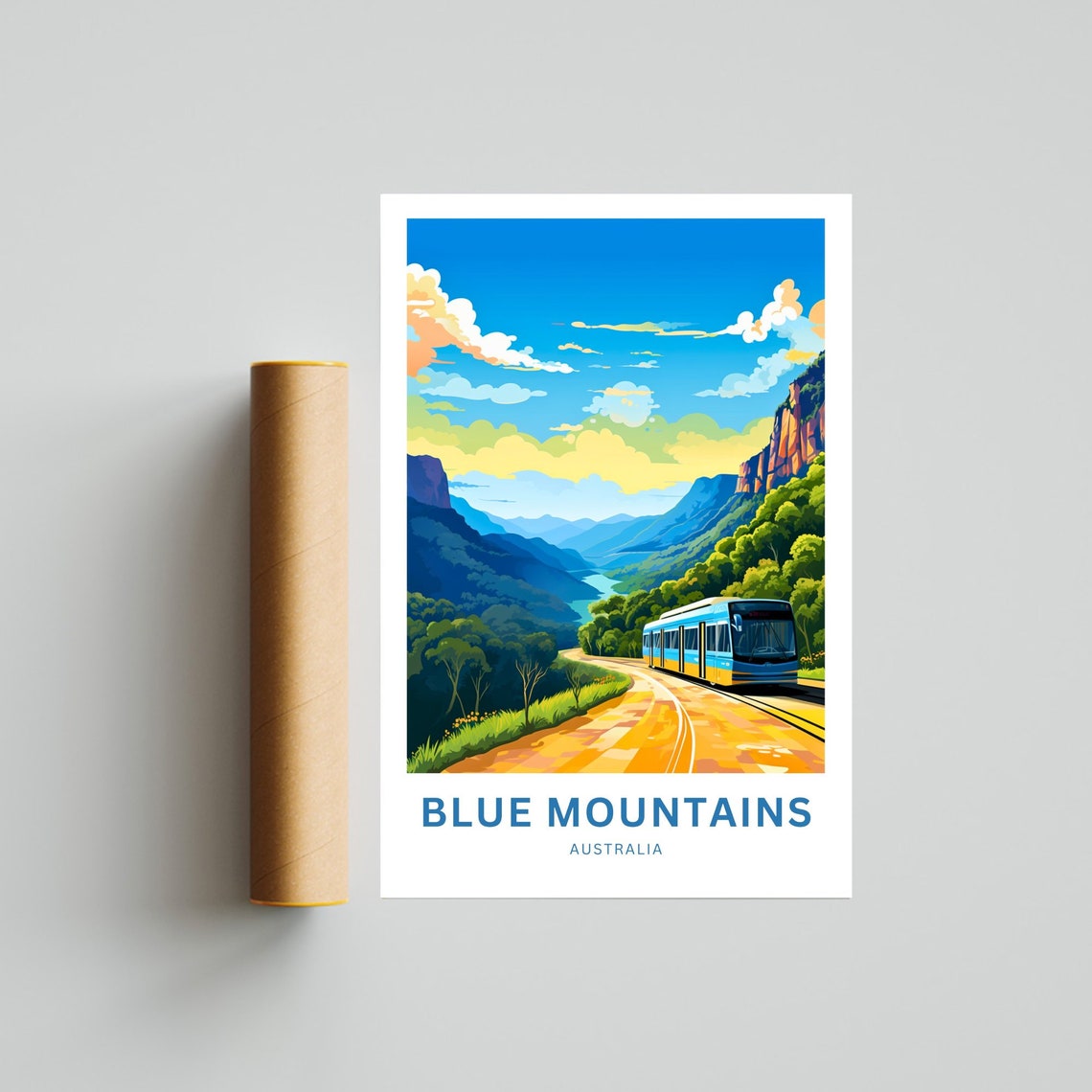 Blue Mountains Australia Train Valley Cliffs Railway Travel Poster - Image 4