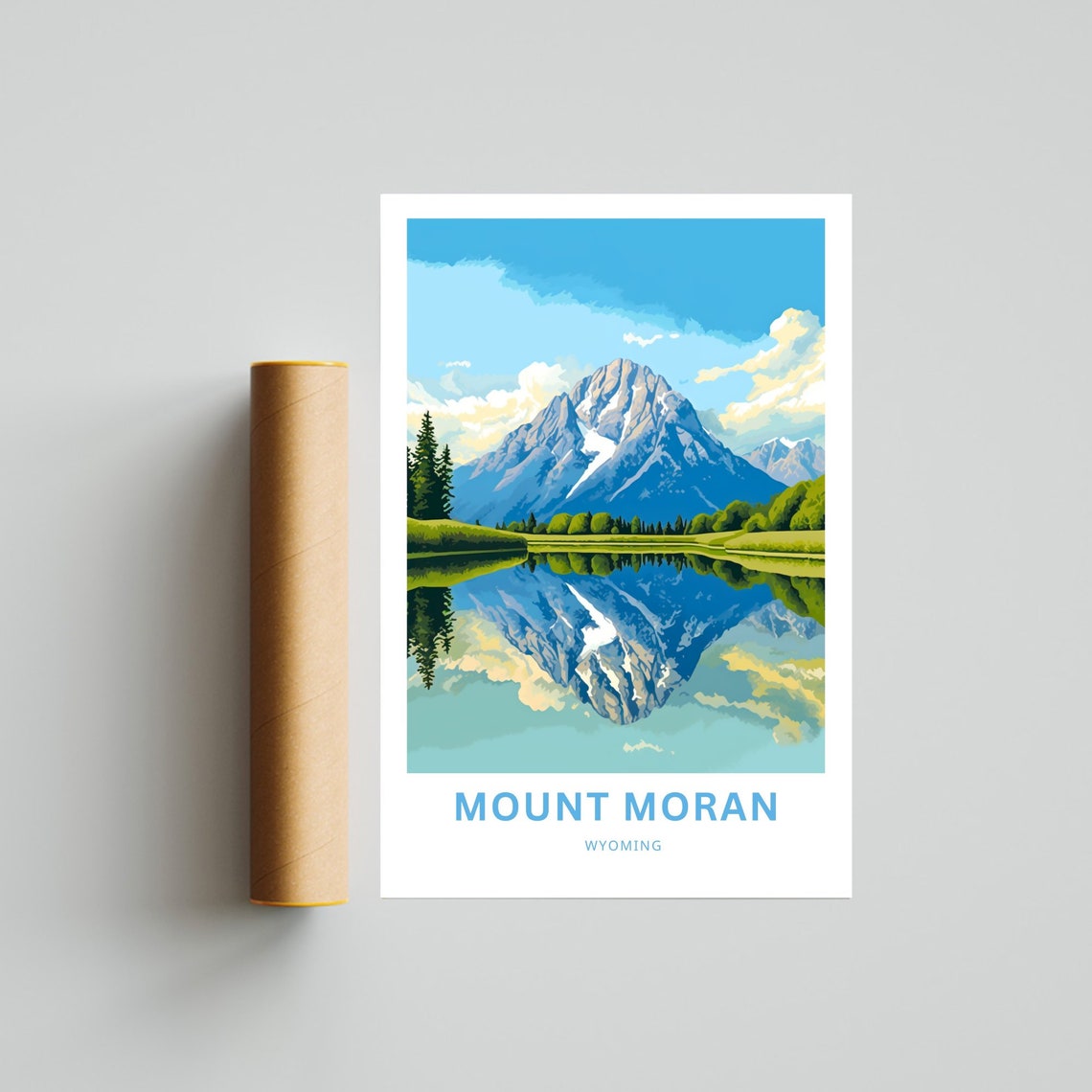 Mount Moran Wyoming Autumn Lake Mirror Orange Forest Reflection Poster - Image 4