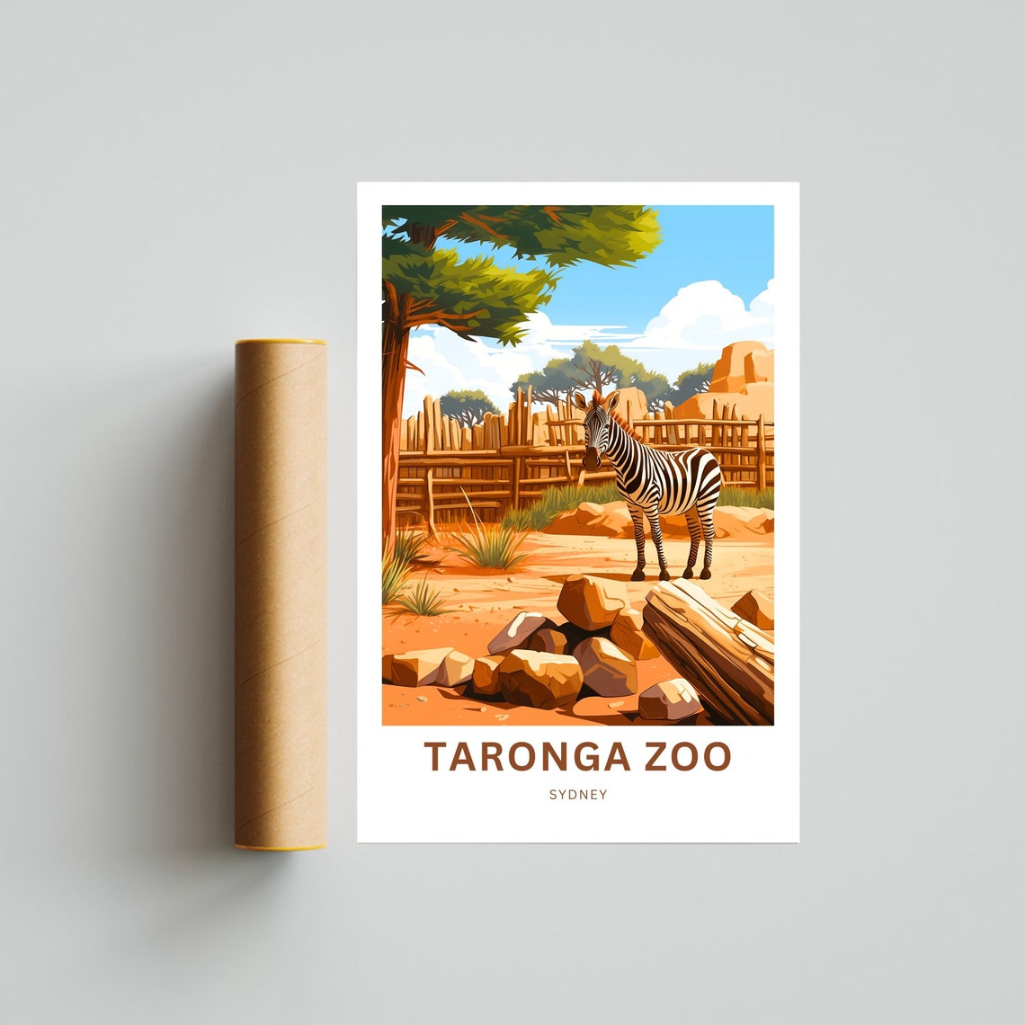 Taronga Zoo Sydney Personalized Zebra Savannah Pen Travel Poster - Image 4
