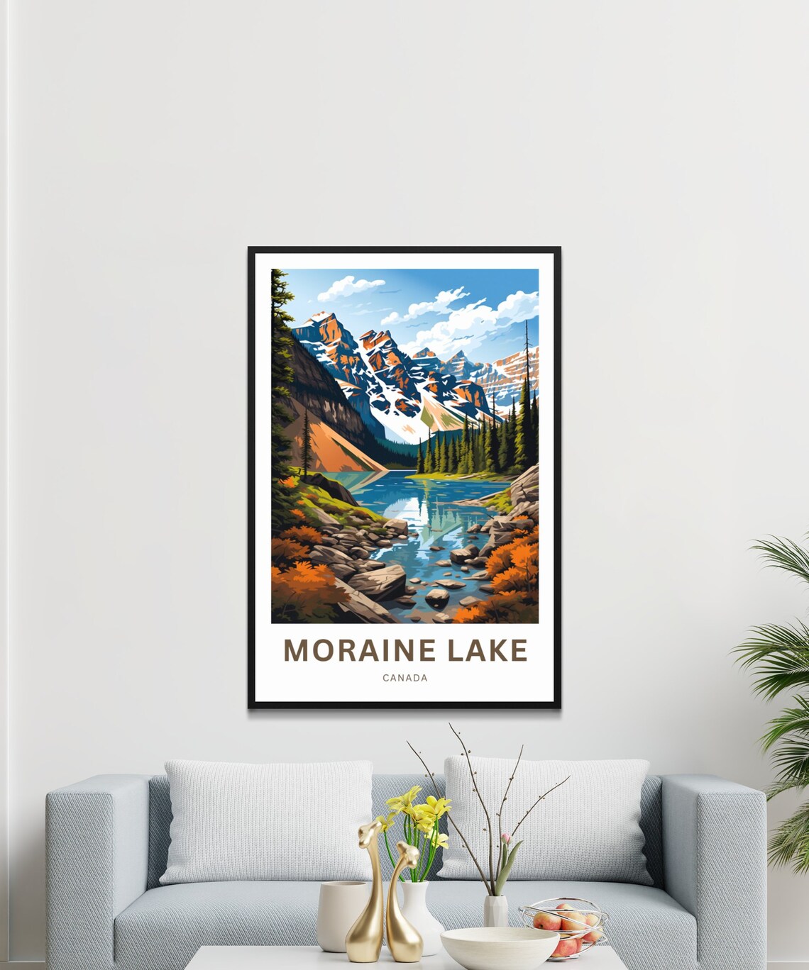 Moraine Lake Canada Alpine Lake Snowy Peaks Autumn Travel Poster - Image 3