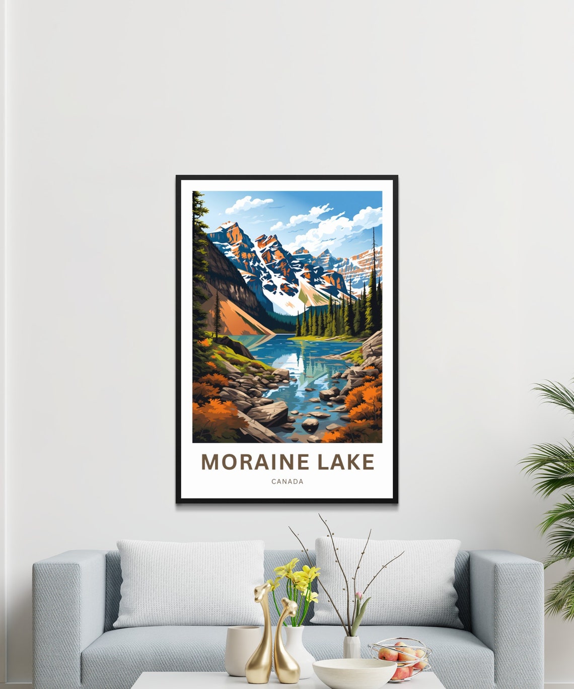 Personalized Moraine Lake Canada Rocky Shore Custom Travel Poster - Image 3