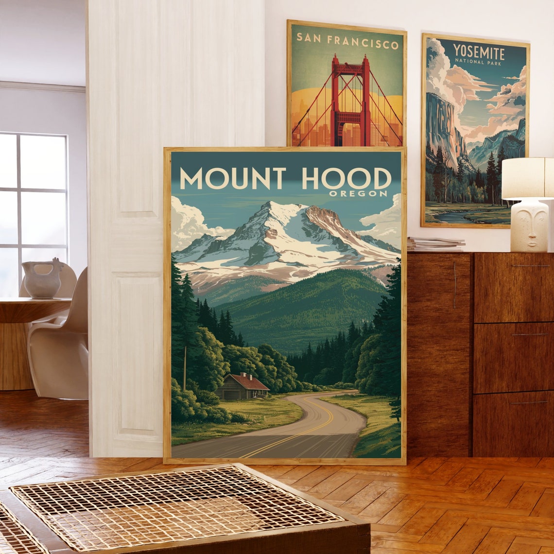 Mount Hood Oregon Vintage Travel Poster with Winding Mountain Road - Image 5