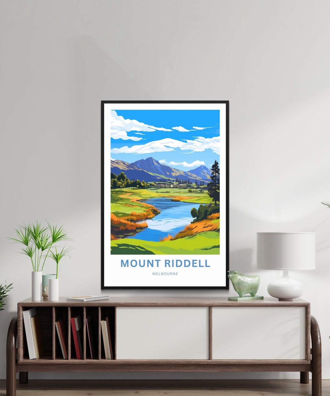 Mount Riddell Melbourne Lake Mountain Landscape Travel Art Poster - Image 2