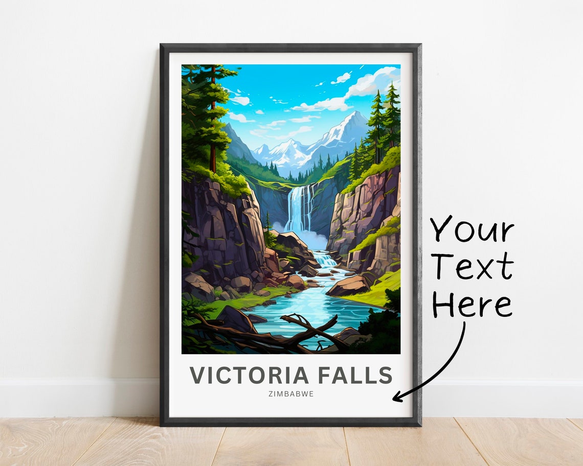 Personalized Victoria Falls Zimbabwe Rocky Gorge Falls Vintage Poster