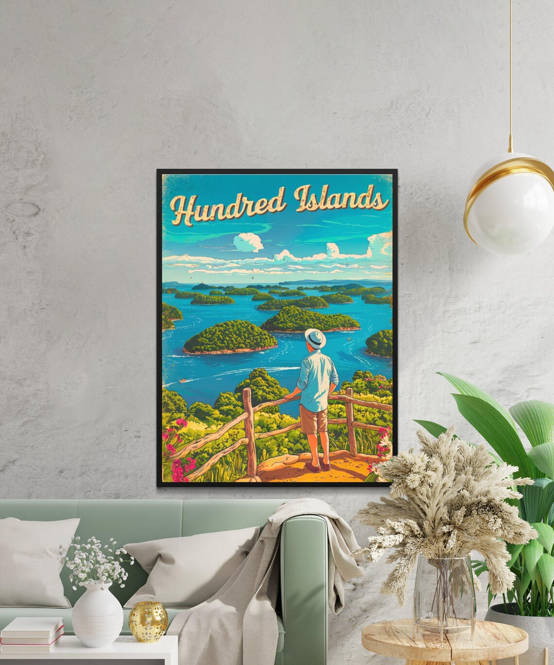 Hundred Islands Philippines Travel Poster Tropical Islands Sea View - Image 3