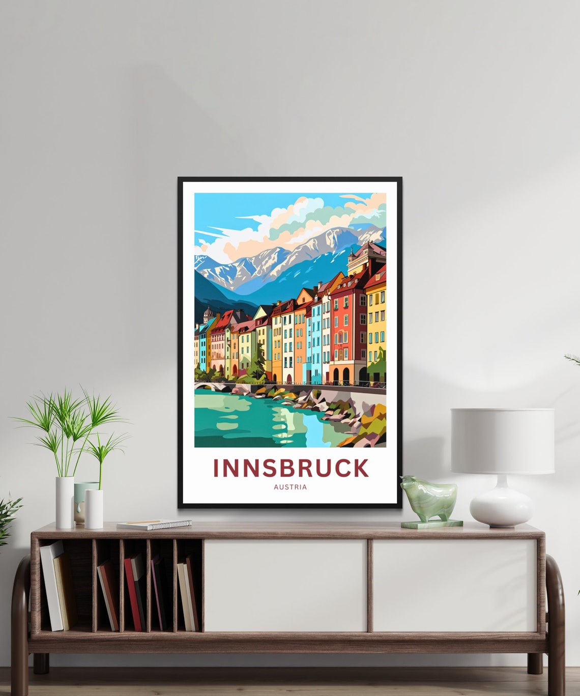 Innsbruck Austria Colorful Old Town River Mountain View Poster - Image 2
