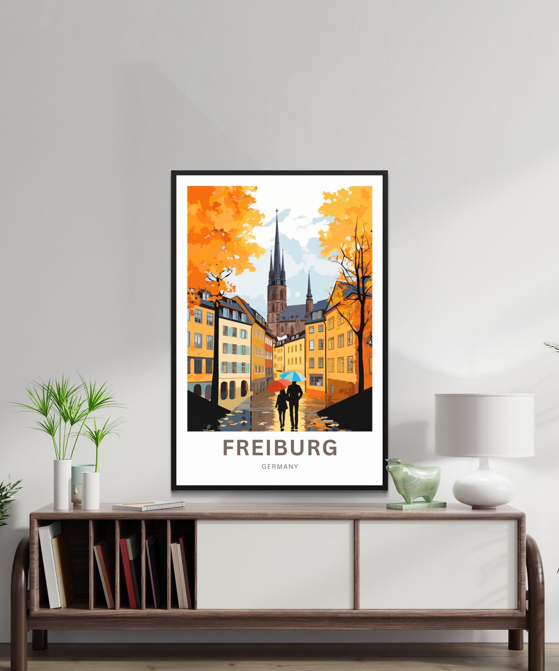 Personalized Freiburg Germany Old Town Vintage Travel Poster Gift - Image 2
