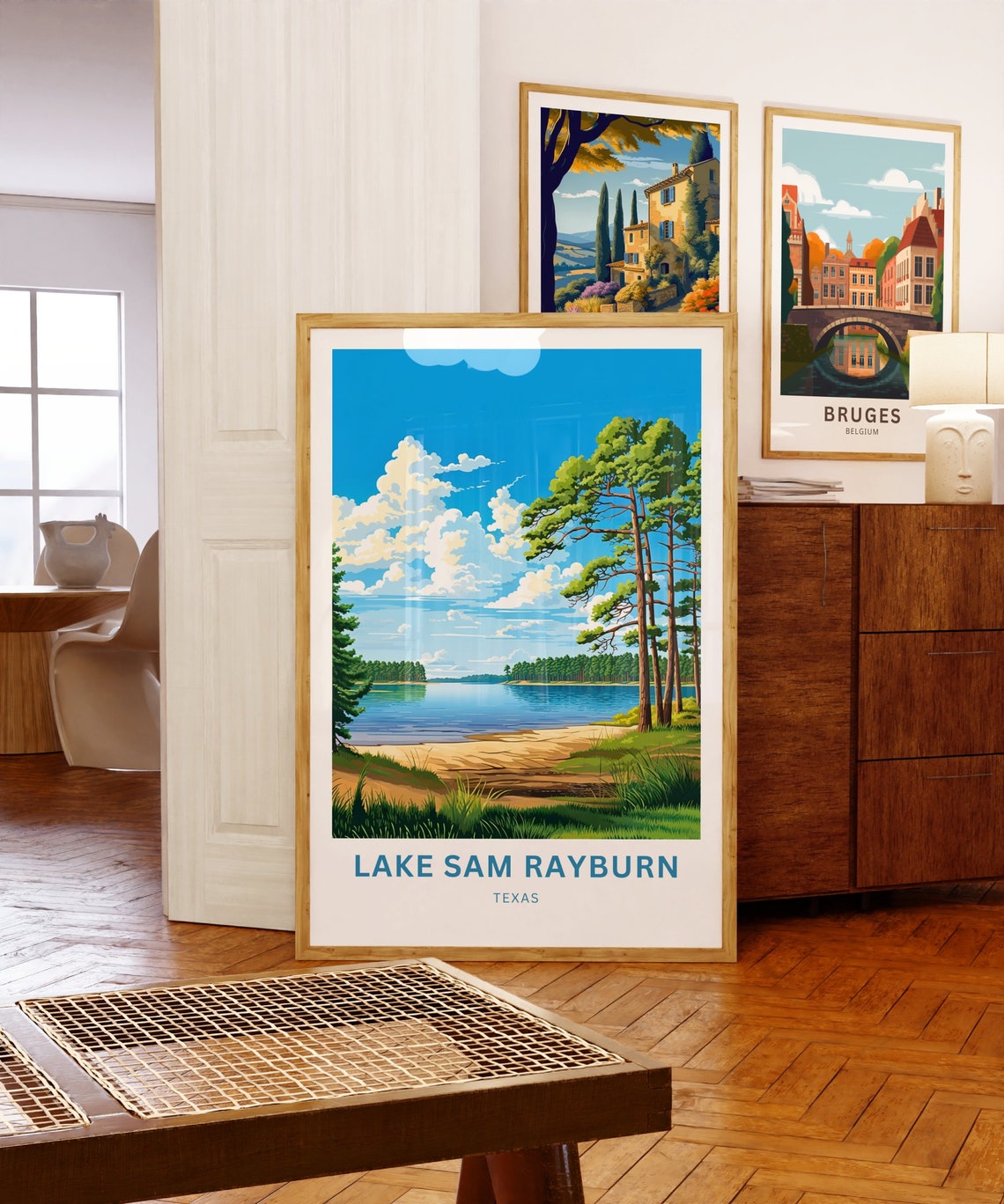 Lake Sam Rayburn Texas Pine Shoreline Custom Text Travel Poster - Image 5