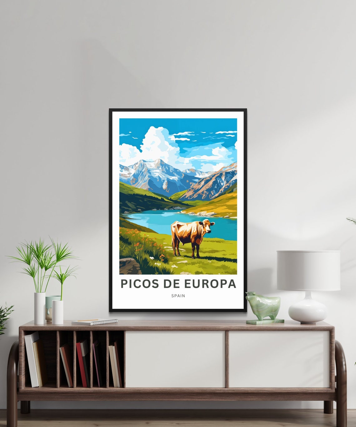 Picos de Europa Spain Alpine Cow Lake Mountain National Poster - Image 2