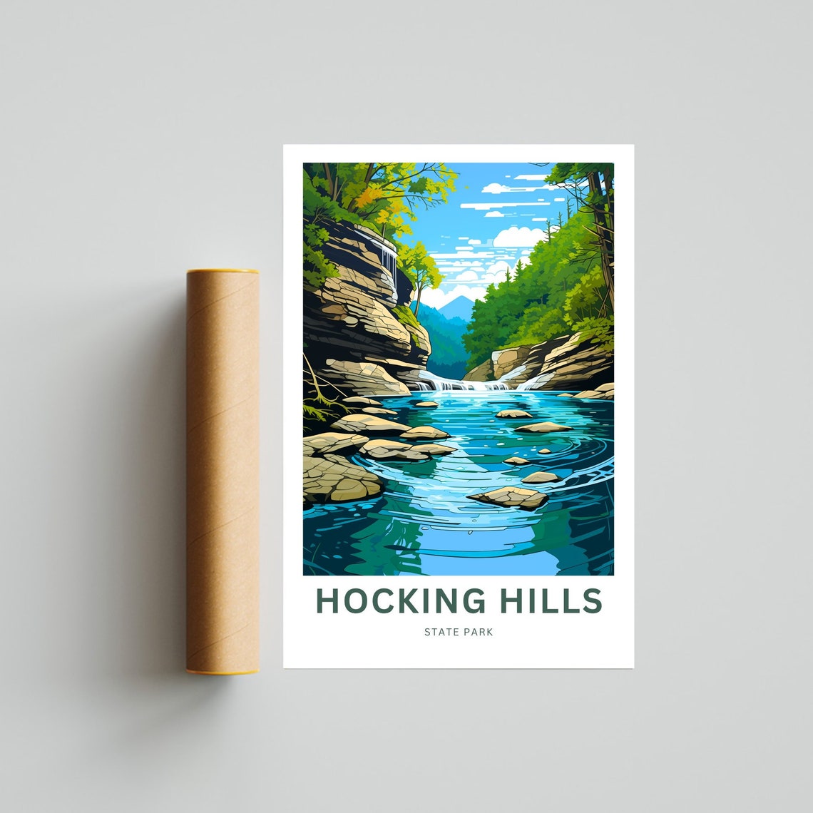 Personalized Hocking Hills State Park Waterfall Gorge Custom Poster - Image 2