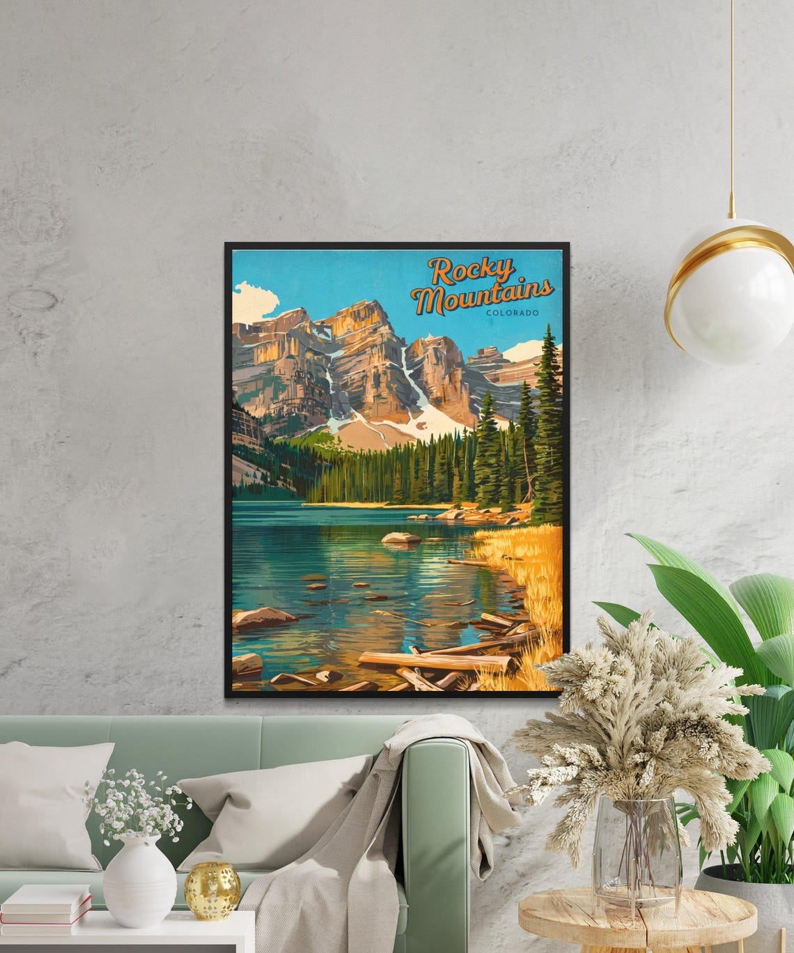 Rocky Mountains Colorado Sunset Lake Driftwood Shores Poster - Image 3
