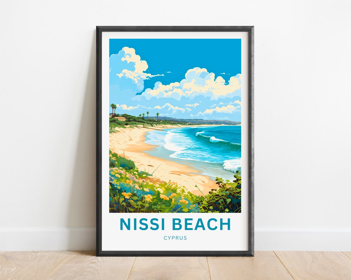 Nissi Beach Personalized Palm Shore Waves Cyprus Travel Poster - Image 2