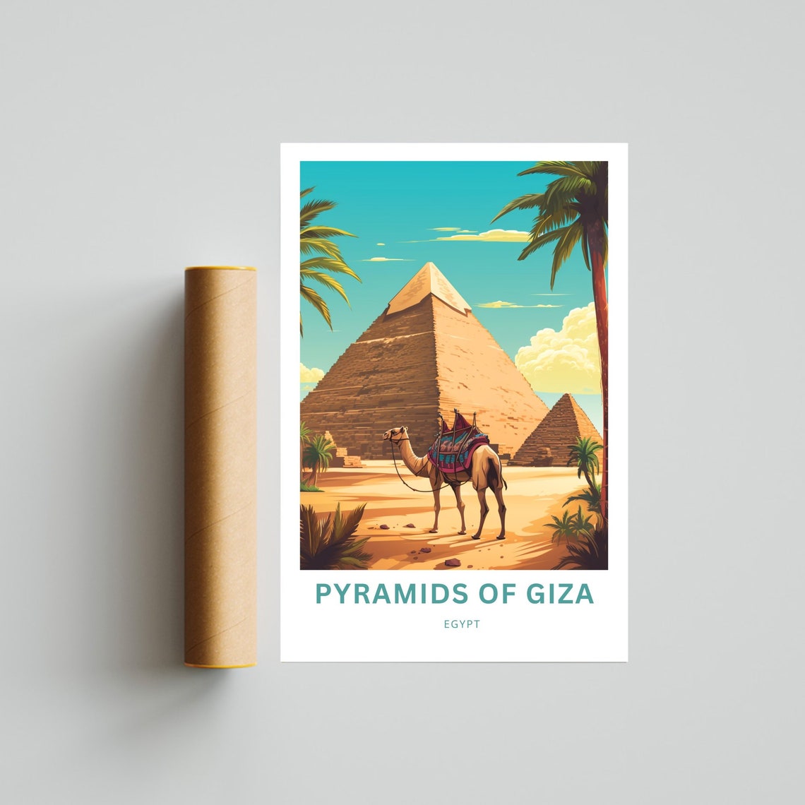 Ancient Pyramids of Giza Egypt Camel Desert Pyramid Landmark Poster - Image 4