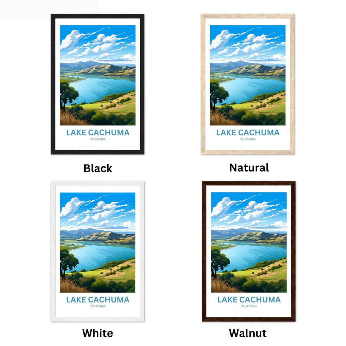 Lake Cachuma California Turquoise Lake Rolling Hills Sky Poster - Image 2