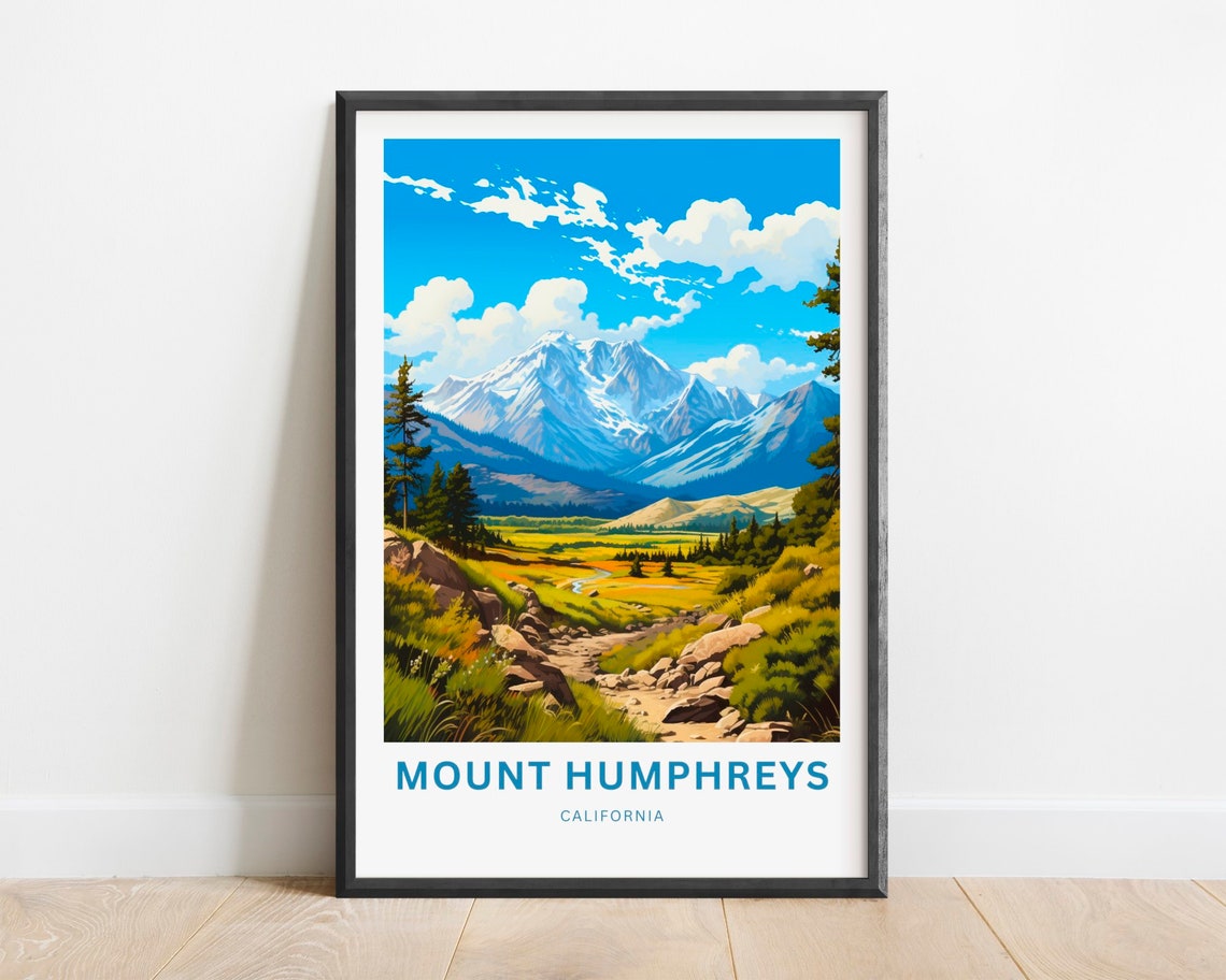 Mount Humphreys California Snowy Peak Vintage Travel Poster Sierra