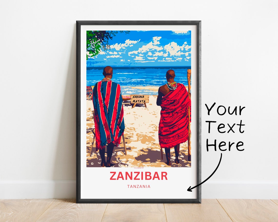 Zanzibar Tanzania Maasai on Beach Gazing at Ocean Waves Poster - Image 2