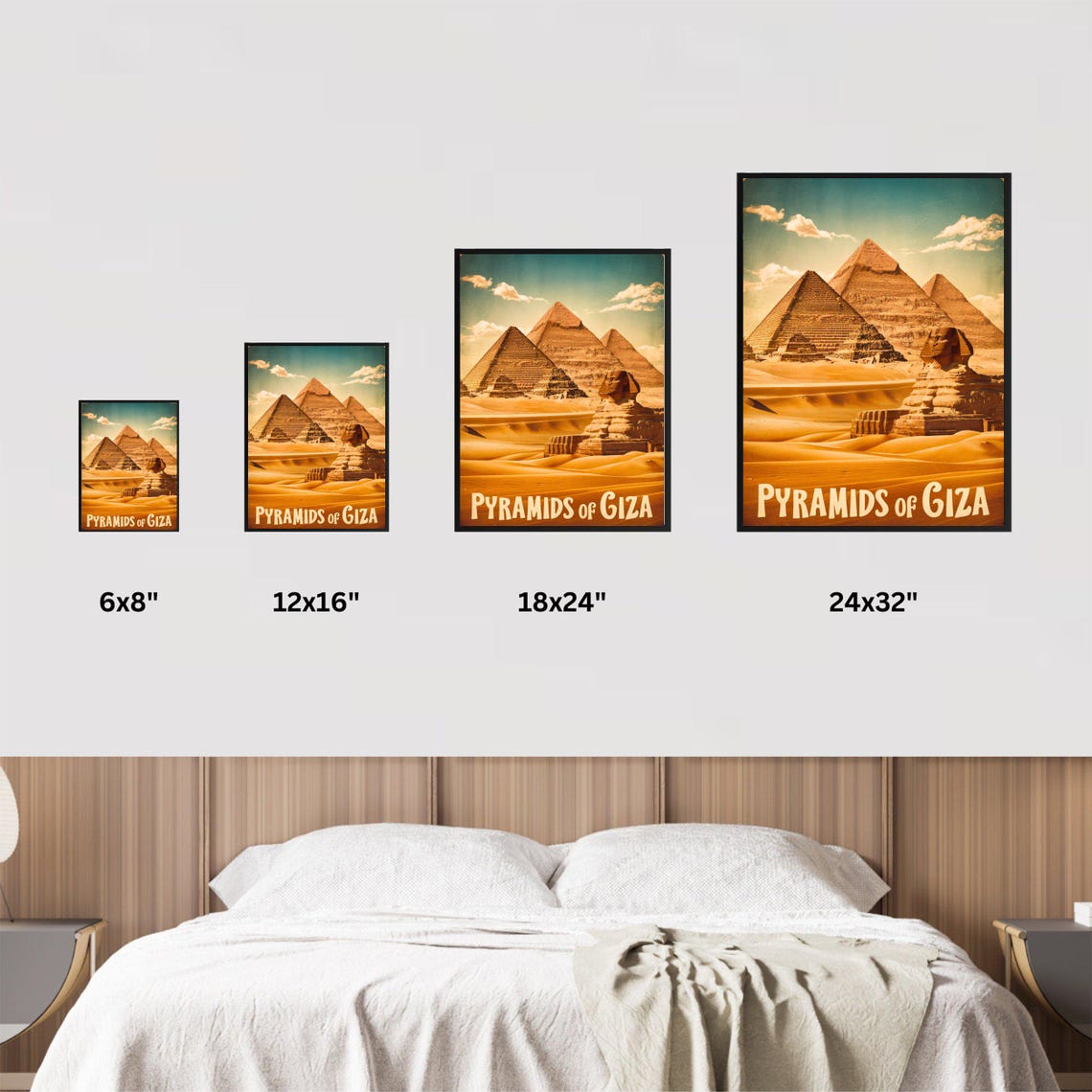 Pyramids of Giza Vintage Travel Poster Sphinx Egypt Desert Art - Image 2