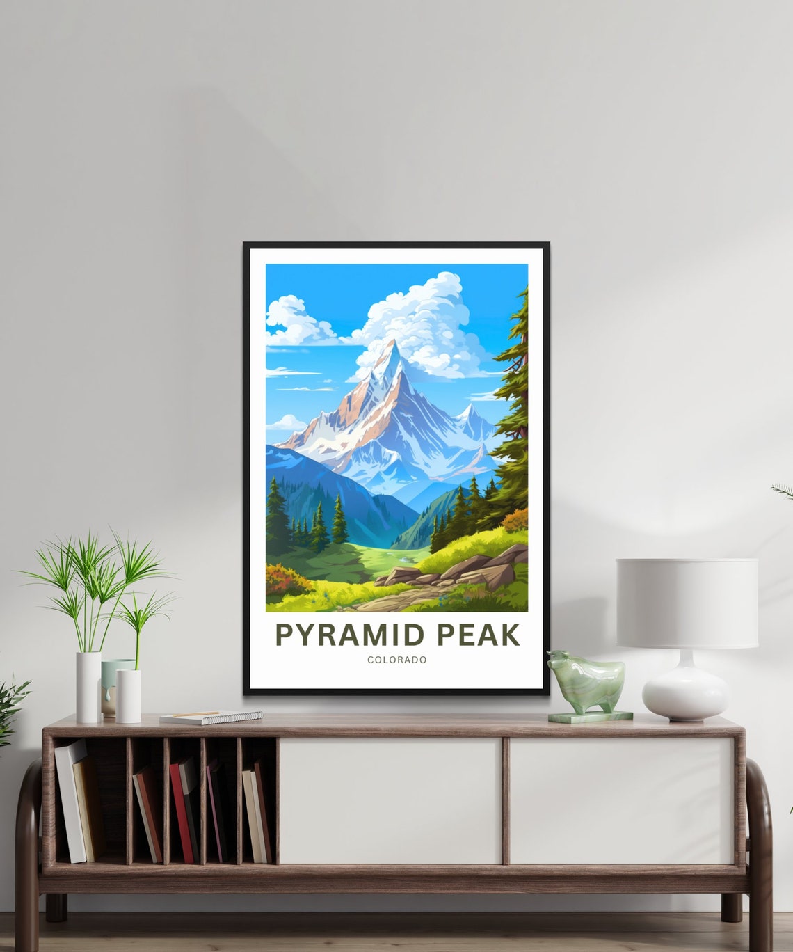 Pyramid Peak Colorado Alpine Summit Evergreen Meadow Art Print - Image 2