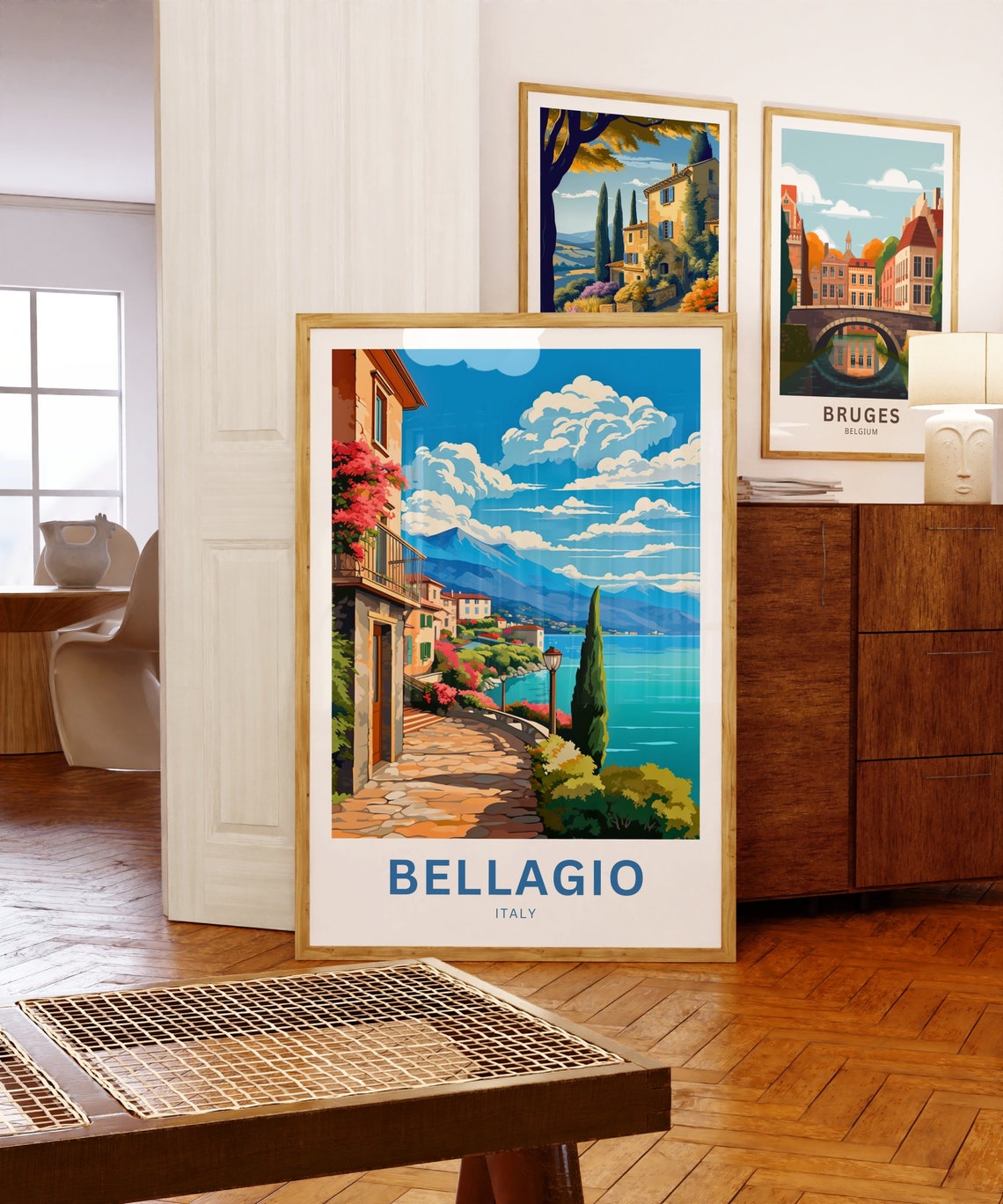 Bellagio Italy Flower Lane Lake View Personalized Art Poster - Image 5
