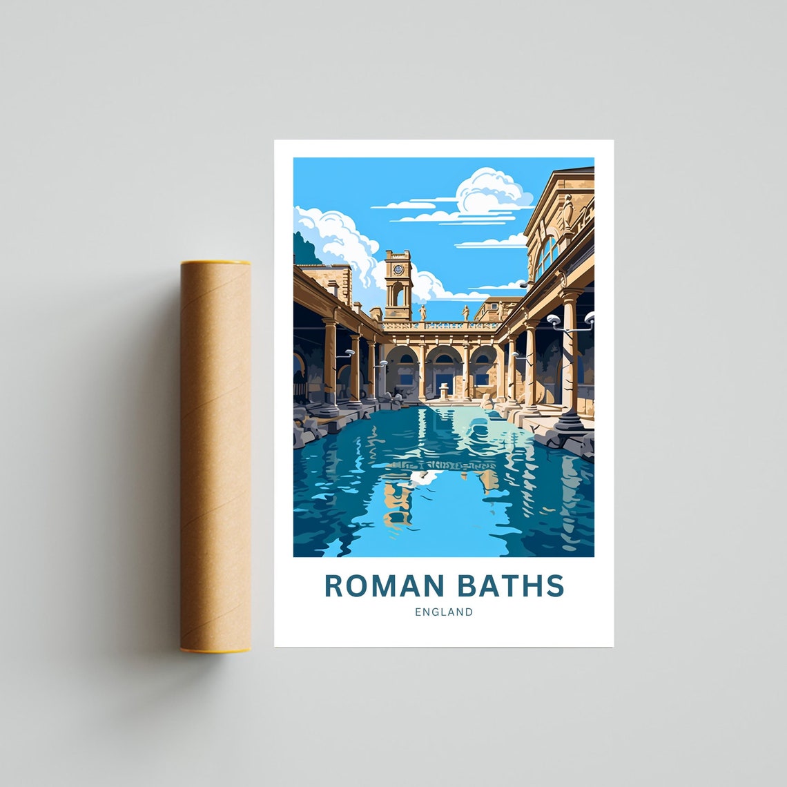 Roman Baths England Great Bath Colonnade Historic Travel Poster - Image 4