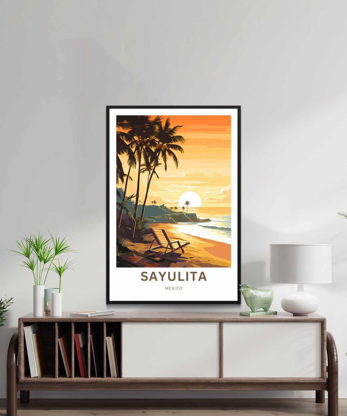 Sayulita Mexico Sunset Beach Palm Silhouette Lounge Chair Poster - Image 2
