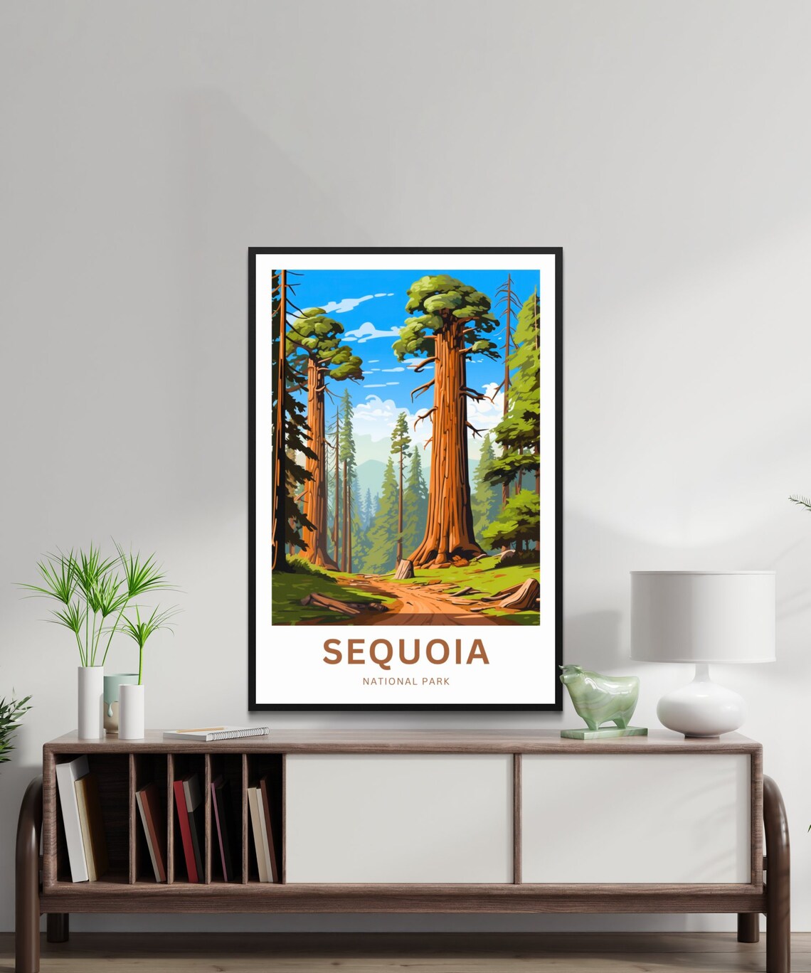 Sequoia National Park Giant Sequoia Trees Forest Path Vintage Travel Poster - Image 2