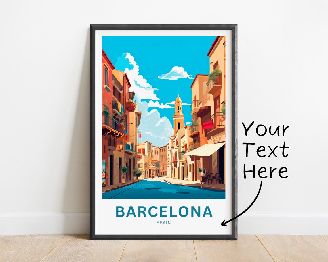 Personalized Barcelona Spain Old Town Street Church Tower Poster