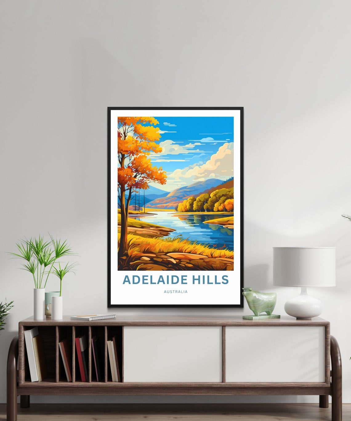 Adelaide Hills Australia Golden Autumn River Vintage Travel Poster - Image 2