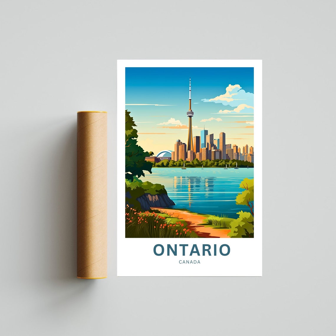 Toronto Ontario Canada CN Tower Lakeside Skyline Travel Poster - Image 4