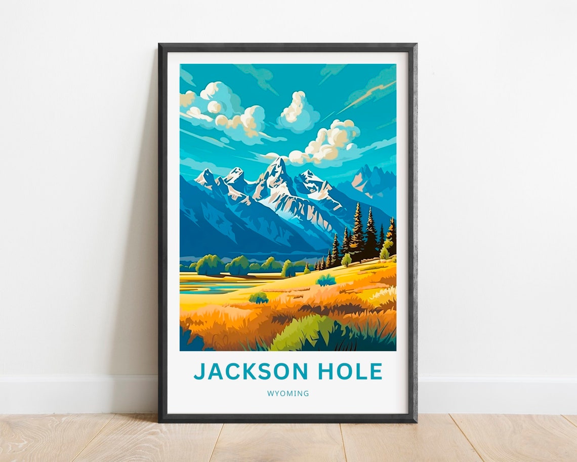 Jackson Hole Wyoming Autumn Teton Mountains Valley Scenery Poster