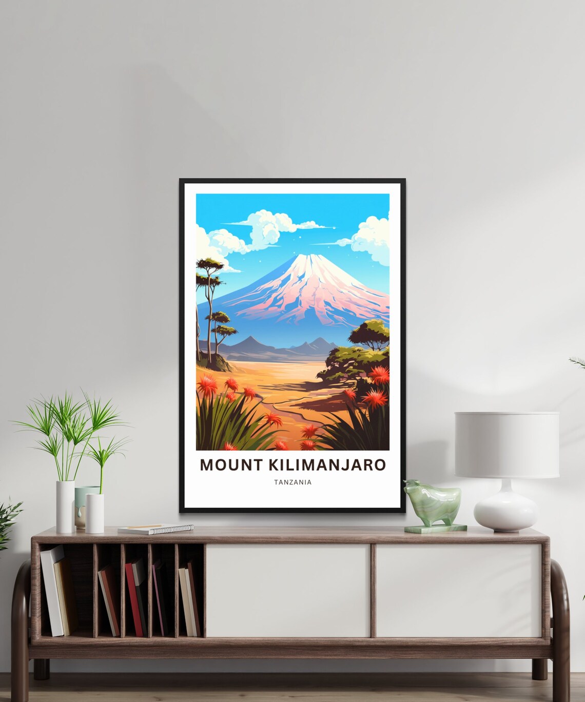 Mount Kilimanjaro Snow Capped Peak Tanzania Safari Art Poster - Image 2