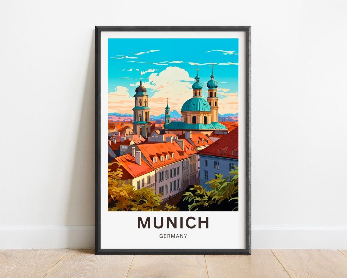 Personalized Munich Germany Old Town Roofs Church Art Poster - Image 2