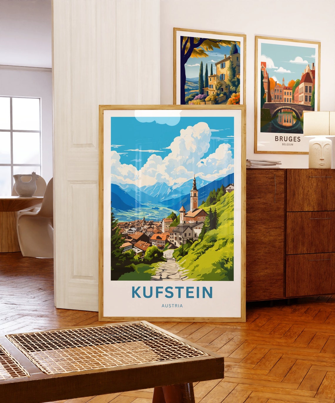 Kufstein Austria Alpine Village Church Mountain View Scene Poster - Image 5