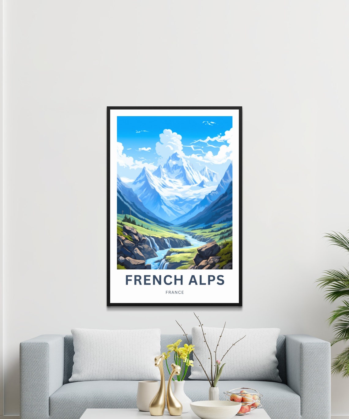 Personalized French Alps France Glacier Valley Waterfall Poster - Image 3