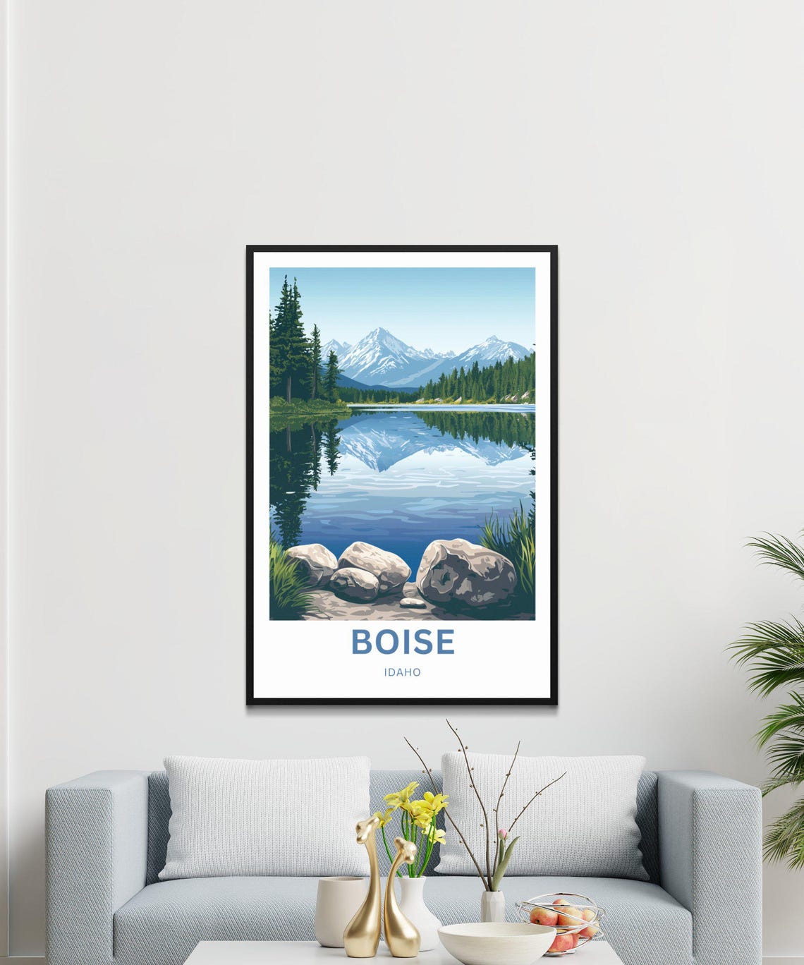 Personalized Boise Idaho Mountain Lake Custom Text Travel Poster - Image 4