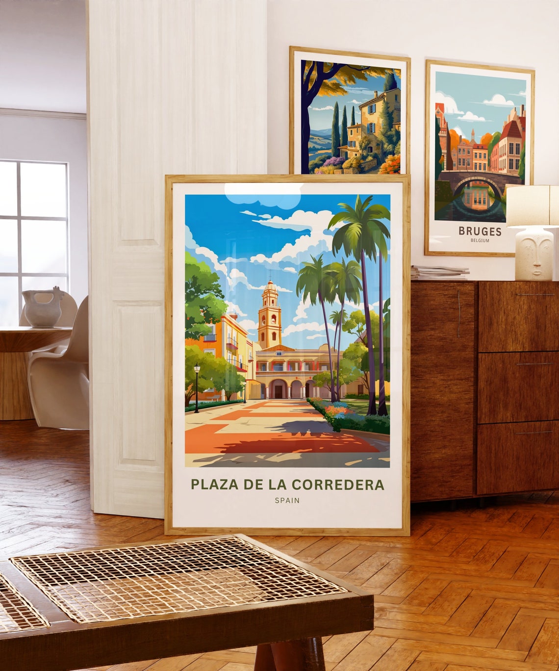 Plaza De La Corredera Spain Church Tower Palm Trees Travel Poster - Image 5