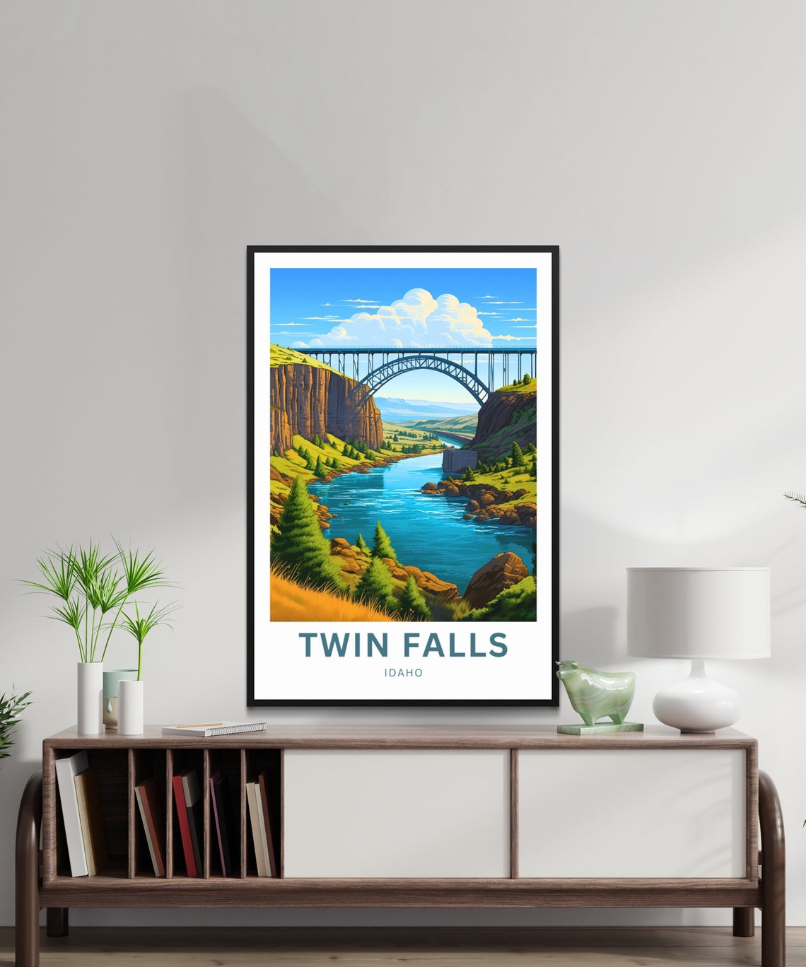 Personalized Twin Falls Idaho Canyon River Bridge Custom Travel Poster - Image 3