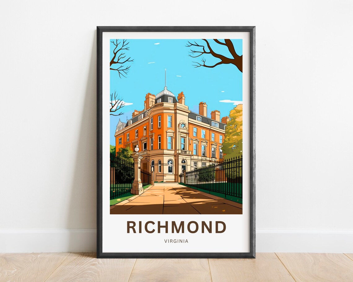 Richmond Virginia Stately Historic Estate Gates Travel Poster