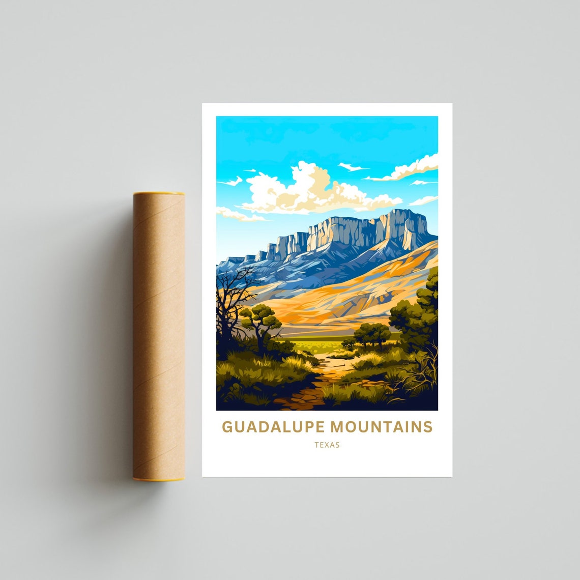 Guadalupe Mountains Texas Limestone Cliffs Desert View Poster - Image 4
